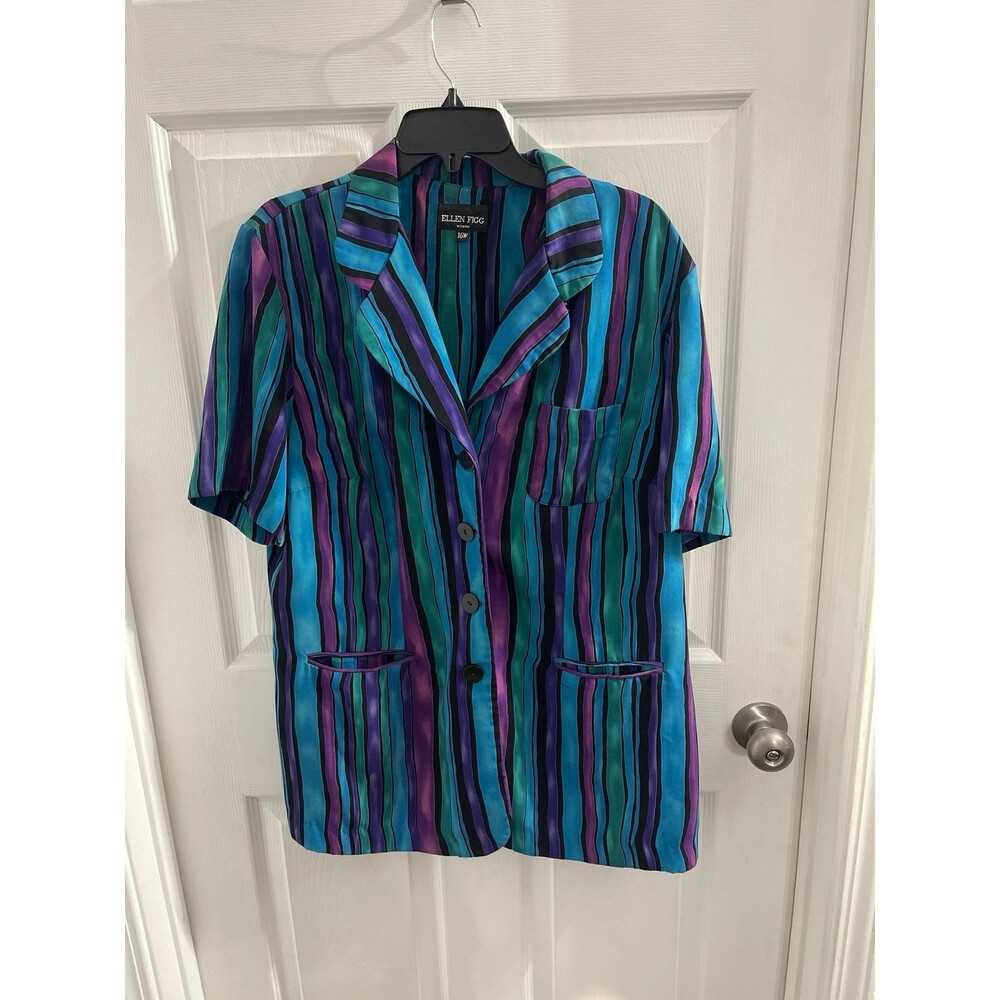 Ellen Figg Vintage Short Sleeve Button Up Shirt Size 16W